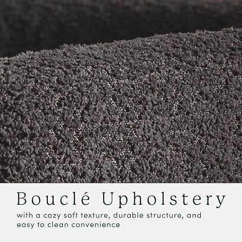 Miniatura 6 de Walker Edison Ezra - Silla de comedor moderna con respaldo curvado y tapicería Boucle, color negro (juego de 2)