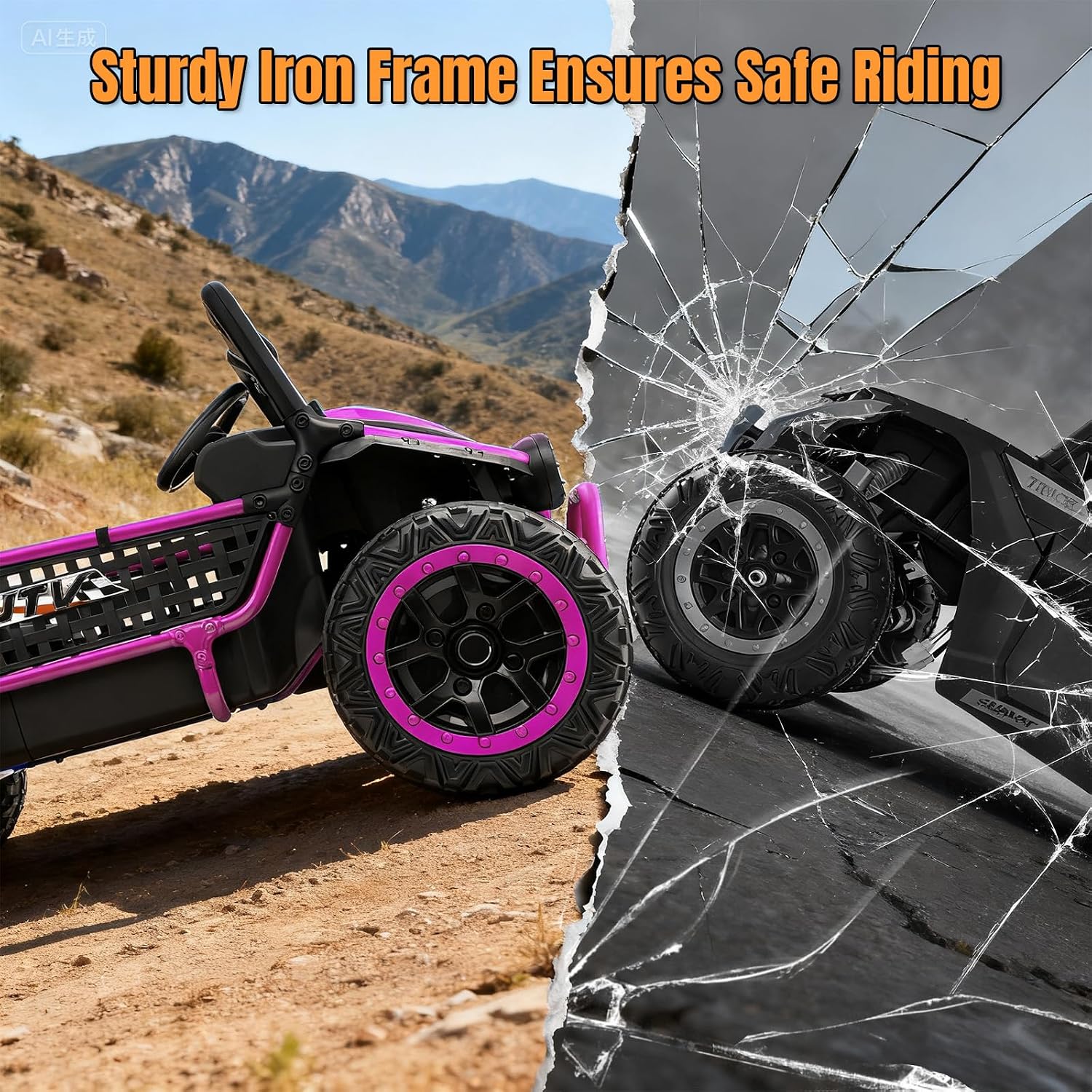 Hikole 24V Ride on Toys for Boys&Girl, 2 Seater Kids UTV with Parent Remote, 400W Battery Motors Operated, XXL Design, Steering Wheels, Easy to Assemble, Dashboard/LED/Horn/Bluetooth, Hot Pink