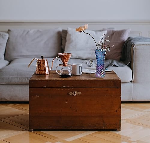 Miniatura 8 de ZHIPINHUI Jarrón decorativo de mosaico de vidrio de 11.6 pulgadas de alto para decoración del hogar, jarrones medianos modernos para dormitorio,