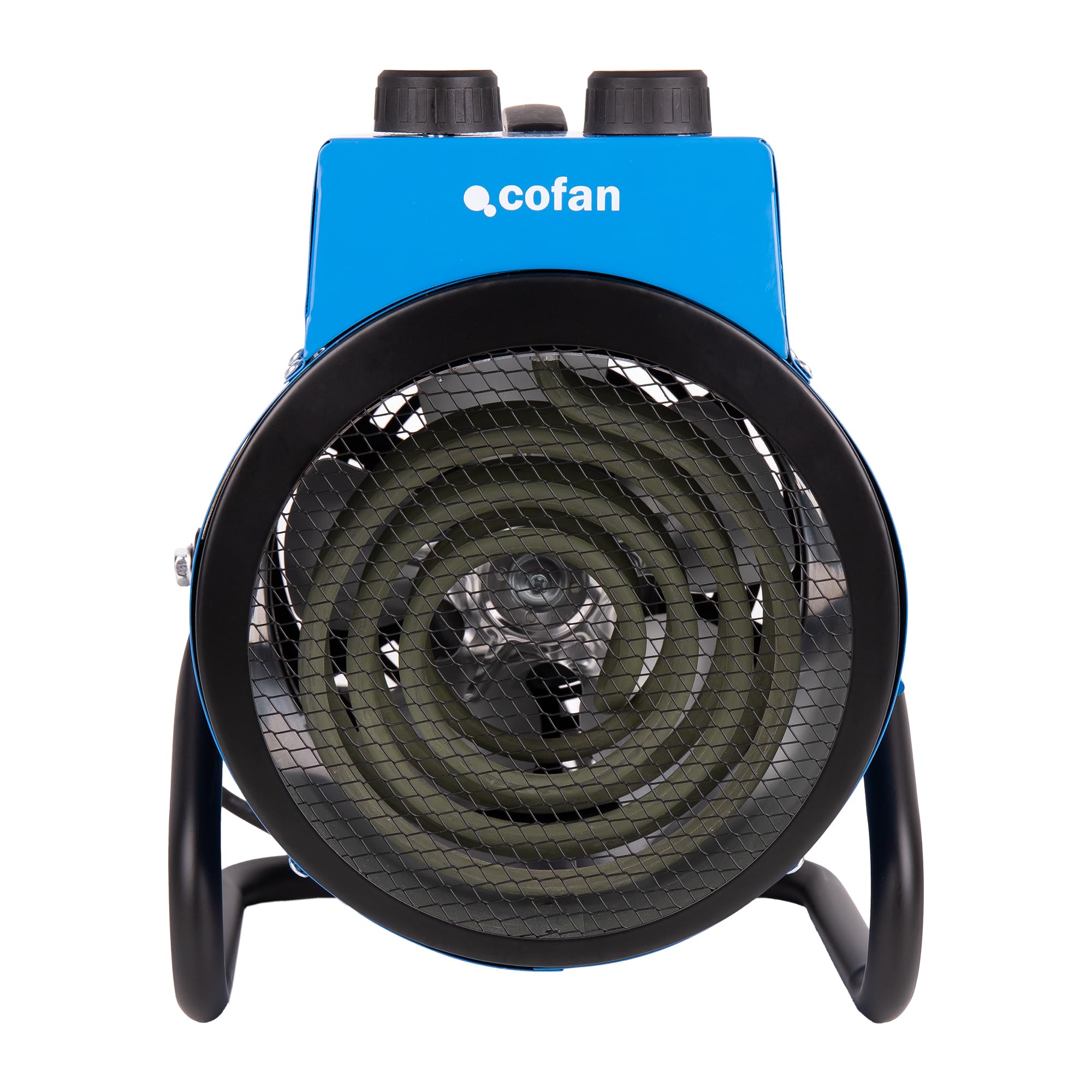 Cofan Calefactor industrial 3000 W | 2 niveles de potencia | Termostato ajustable | Función ventilador | Color azul | Adecuado para talleres y almacenes