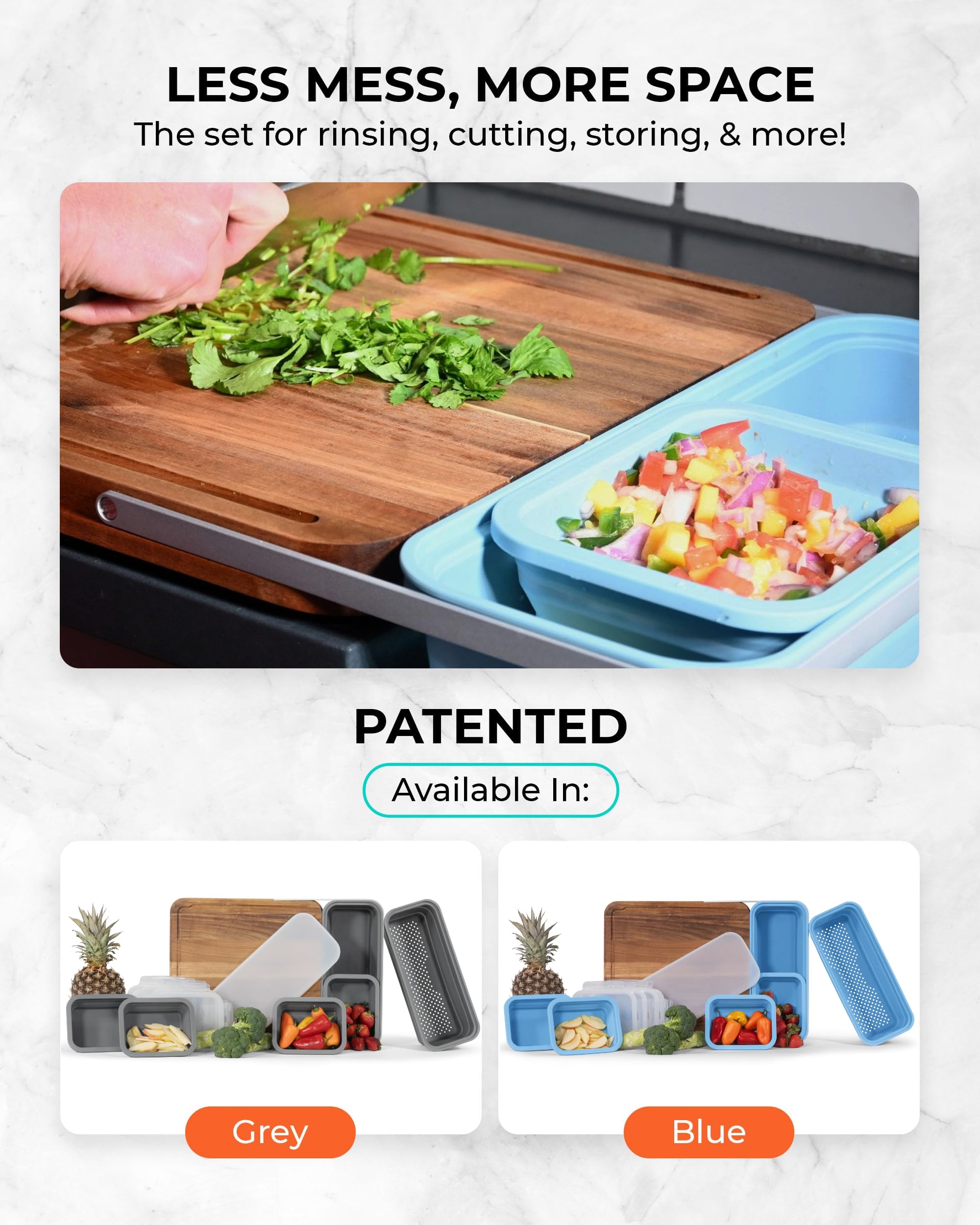 TidyBoard V2 Meal Prep System - Acacia Cutting Board - The Quick