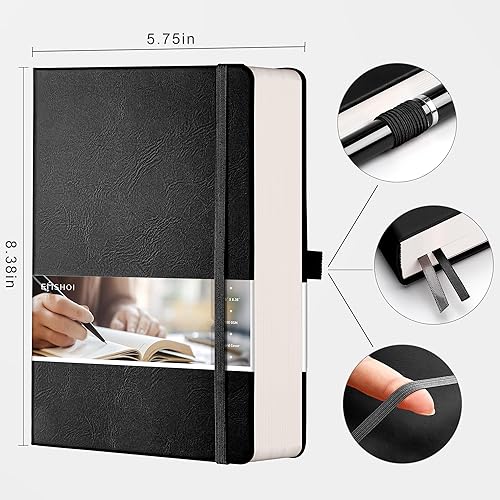 Miniatura 3 de EMSHOI Cuaderno de 320 páginas de tapa dura A5, papel grueso sin ácidos de 3.53 ozm, cuaderno de cuadrícula de puntos para mujeres y hombres, diario