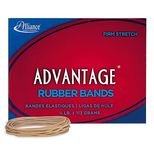 Alliance Rubber 26199 Advantage Rubber Bands Size #19, 1/4 lb Box Contains Approx. 312 Bands (3 1/2" x 1/16", Natural Crepe) , Beige