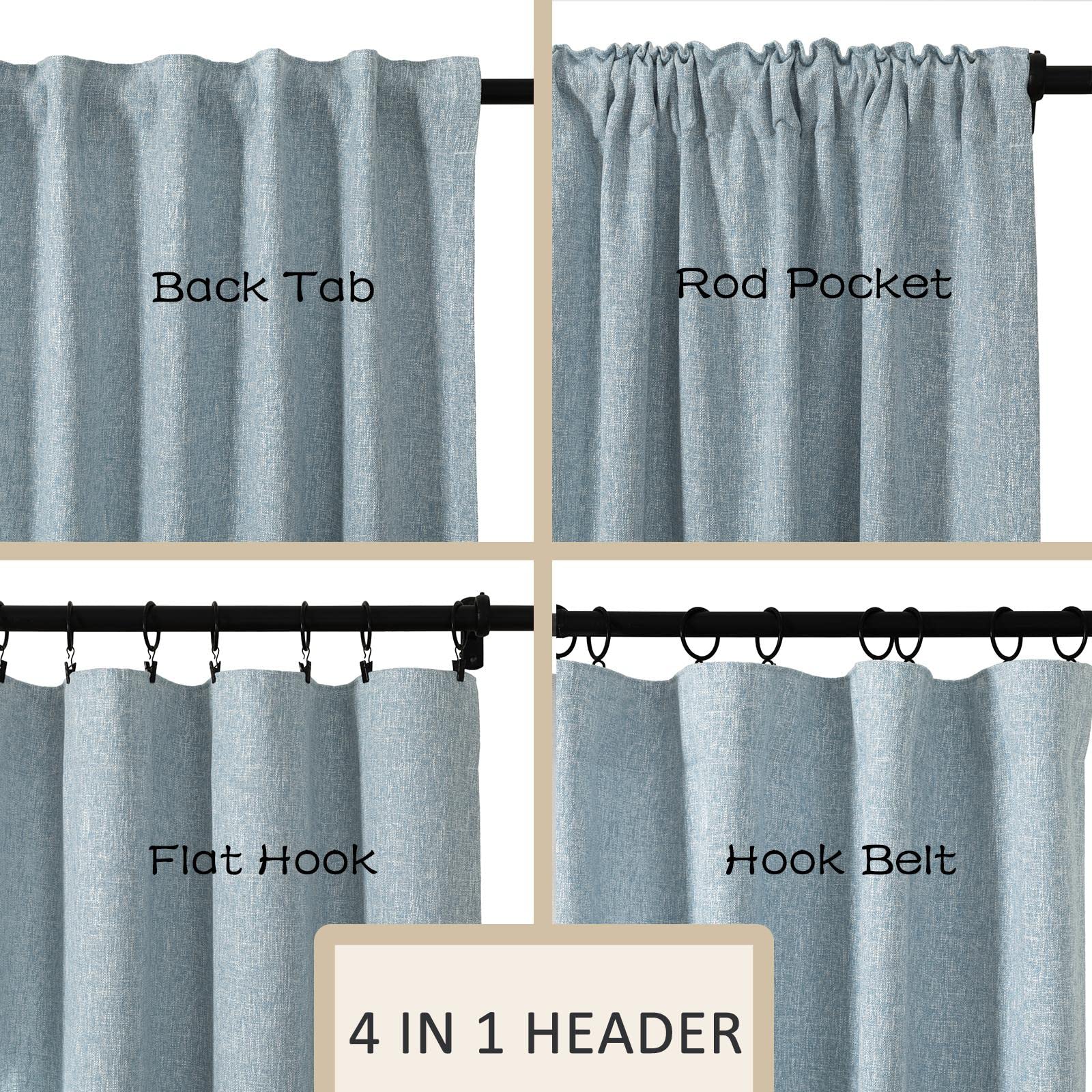 ChadMade Natrual Cotton Curtain Pravicy Protecting Drapery for Bedroom Kids' Room Traverse Rod Versatile Rod Pocket Hook Belt Back Tab 50Wx96L, 1 Panel, Sea Angel, Sarai Collection