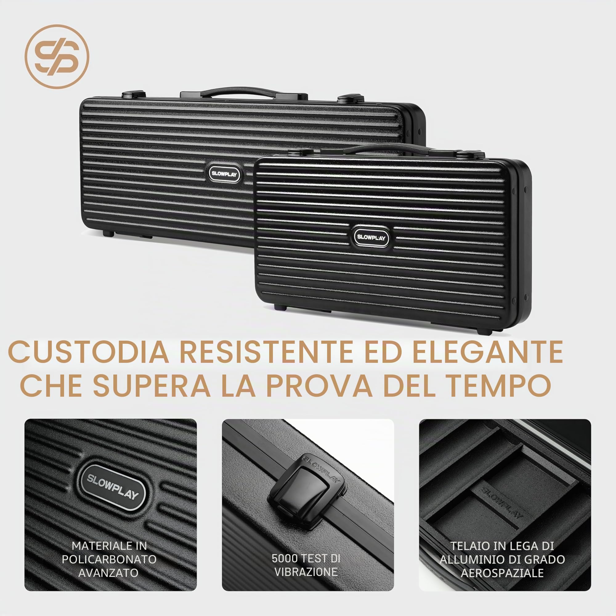 SLOWPLAY Set di fiches da poker Nash in argilla 14 g Black Gold 300 pezzi numerate 1,5,25,100,500 valigetta premium policarbonato
