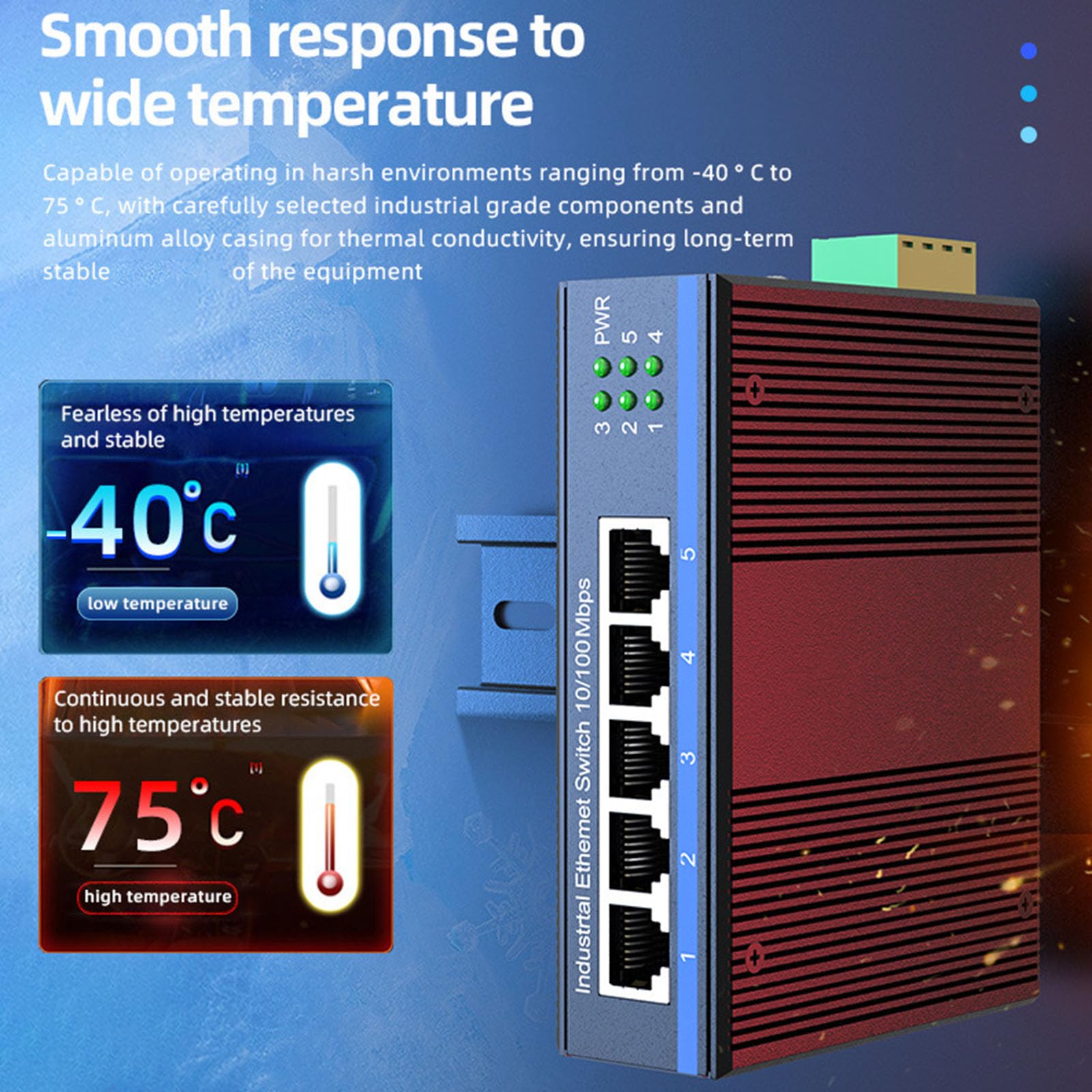Switcher Ethernet Gigabit a 8 porte per servizio, custodia in metallo montabile, accessori per switcher Ethernet per rete industriale montati