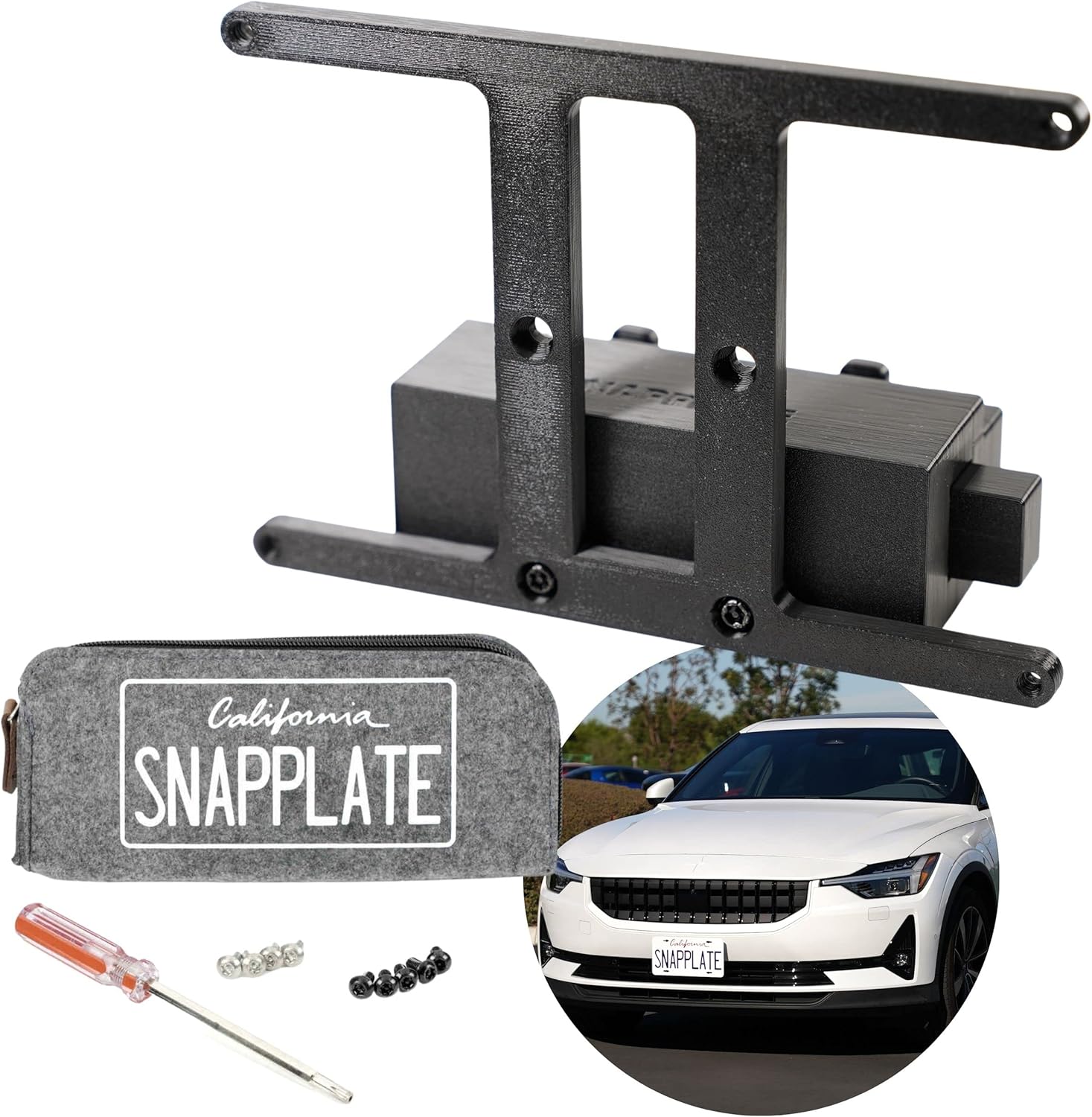 Polestar 2 NoDrill License Plate Holder, Front License