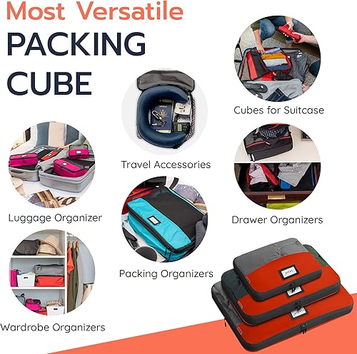 Vista 3 de Juego de 3 cubos de compresión duraderos para maletas, hechos de botellas de plástico recicladas, con cremalleras dobles para artículos esenciales