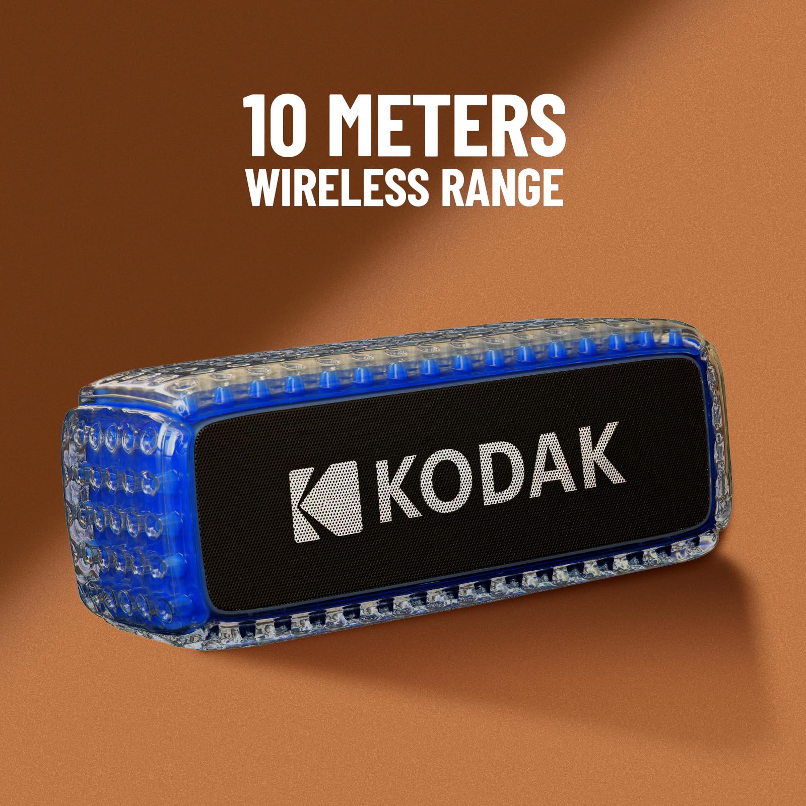 Kodak - Altavoz Bluetooth impermeable IPX6, sonido potente de 8 W, iluminación RGB, duración de 5 horas, conexión Bluetooth V5.0 - Azul