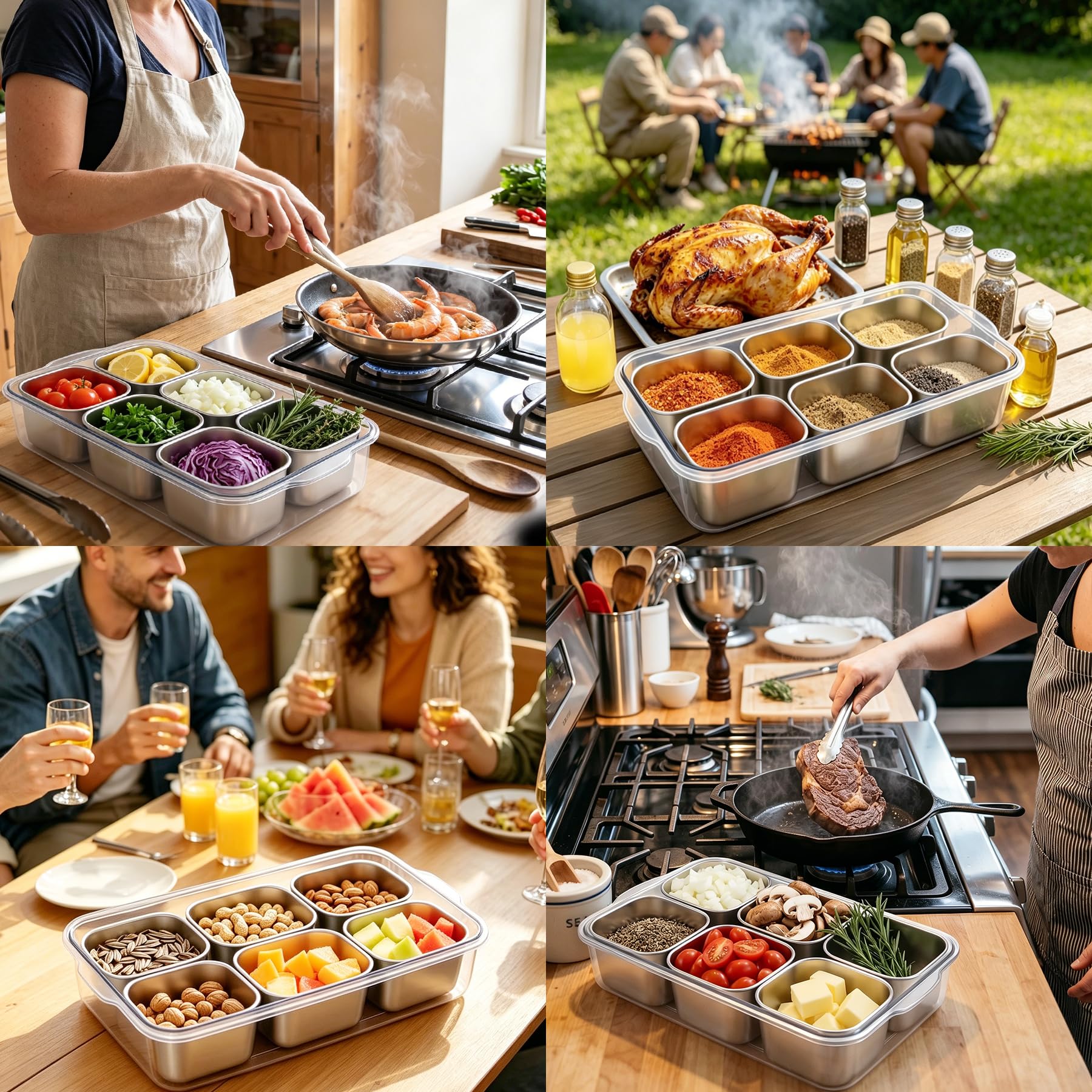 Caja Bento Snack Acero Inoxidable 6 Hermética Lavable Lavavajillas Estanca