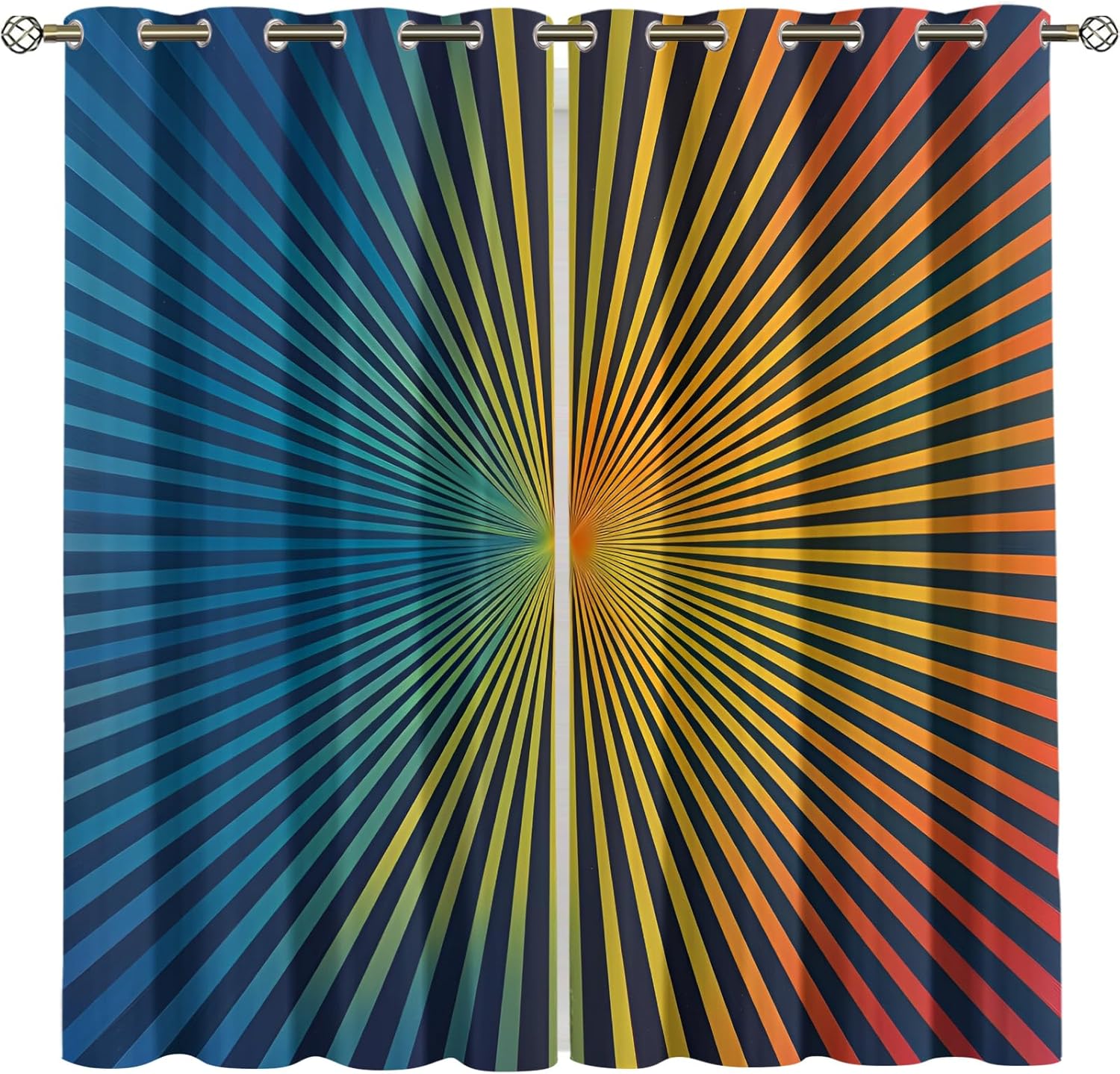 Motorcycle 3D Eyelet Blackout Curtains, USA Road Decor Curtains, City Scenery Grommet Drapes, Noise Reducing Washable Window Treatments for Bedroom 21" W x 54" L