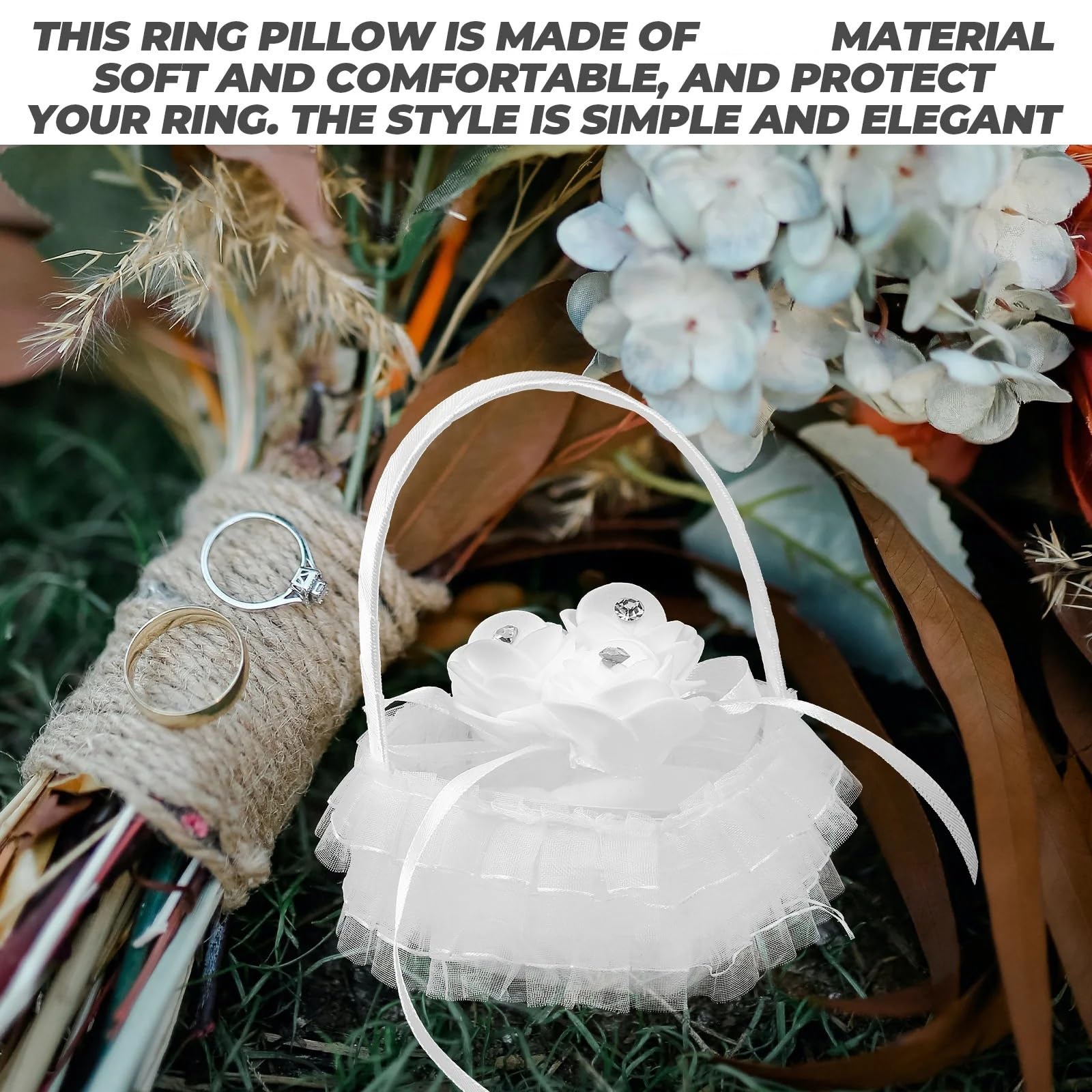 Ringkissen Hochzeit Hochzeit Herzform Spitze Ring Kissen Romantische Verlobungsring Box Halter Mit Griff for Zeremonie für Verlobung Oder Eheringe Party, Antrag(B)