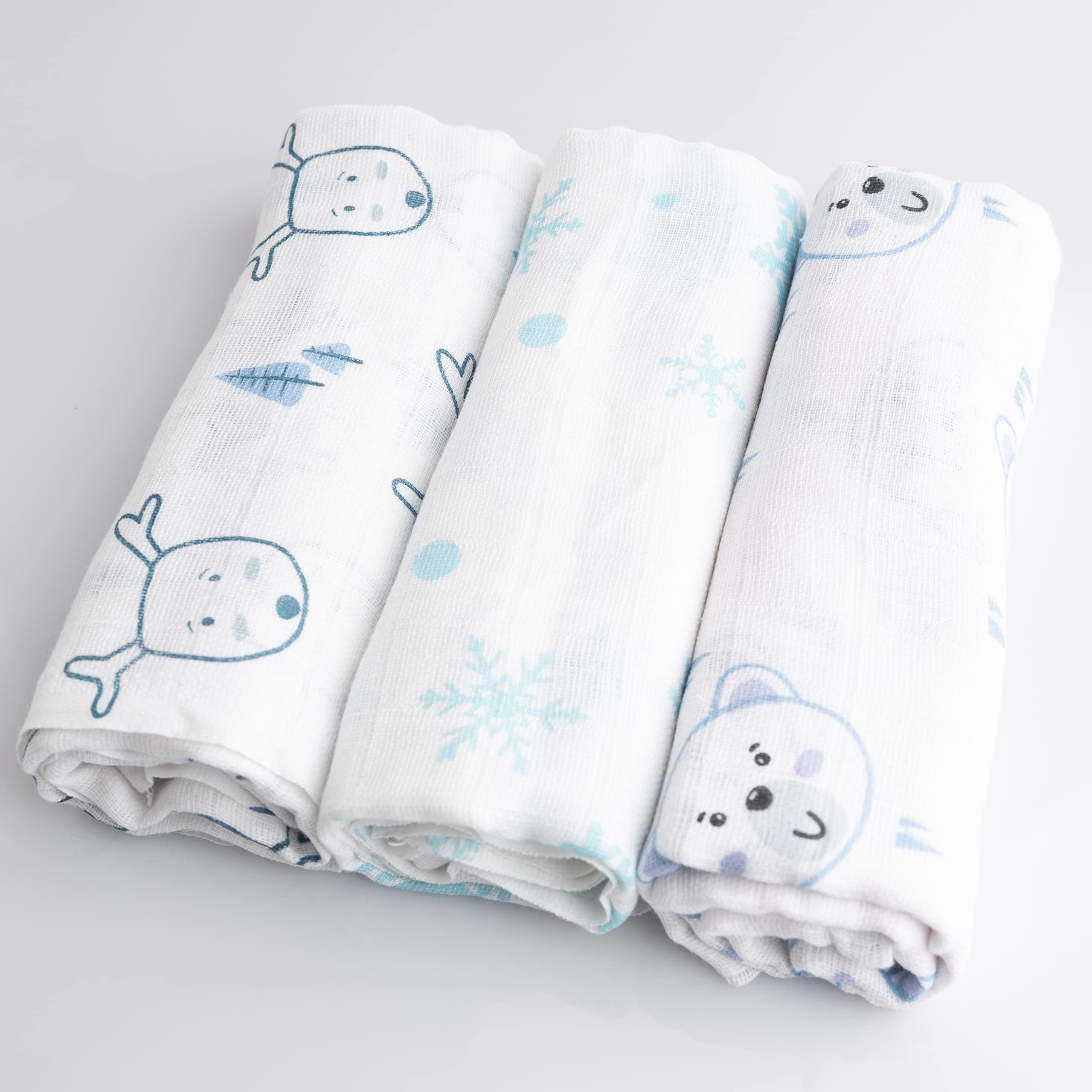 Set di 3 Mussole Neonato 80x80 cm 100% Cotone Naturale Certificato OEKO-TEX Copertina Neonato