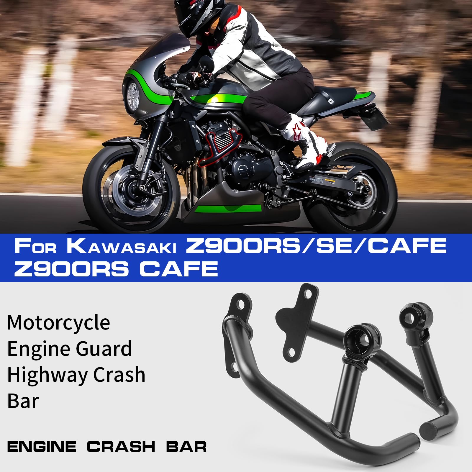 WOOGA Osłona silnika motocyklowego Szosowa Rama ochronna zderzaka Kompatybilny z Ka&WA&sa&ki Z900RS/SE/CAFE Z900RS Cafe 2017-2024 Akcesoria