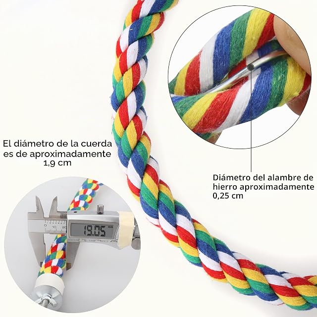 Foto 6 de 7 de Mygeromon Perchas para Pajaros Cuerda de Loro 105cm para Agapornis/Periquitos/Cockatiel