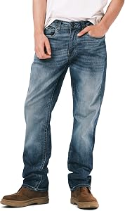 Buffalo David Bitton Men's Relaxed Straight Leg Driven Jean, Authentic and Sanded Indigo, 42W x 34L