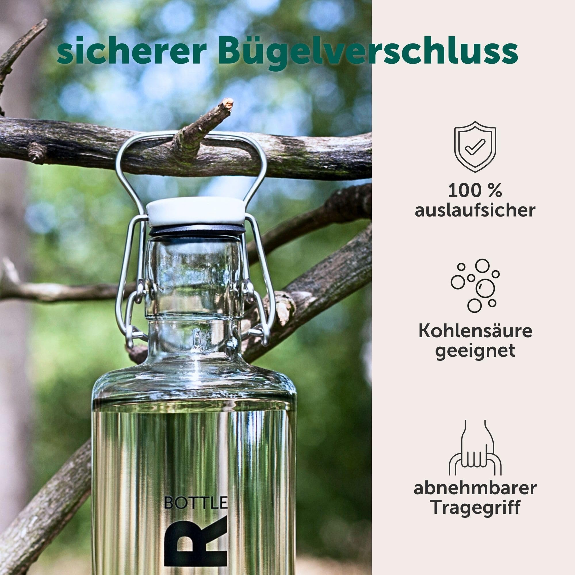 soulbottles Gourde en verre à carreaux de 1 l - Avec design moderne à carreaux - Sans plastique et anti-fuite - Convient pour les boissons gazeuses et au lave-vaisselle - Fabriquée en Allemagne - Pour