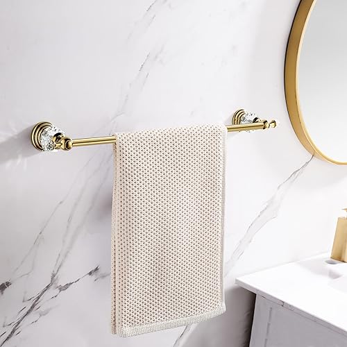 Miniatura 2 de WINCASE Barra de toalla dorada, soporte de toalla de cristal ajustable, baño con acabado dorado, toalleros individuales montados en la pared
