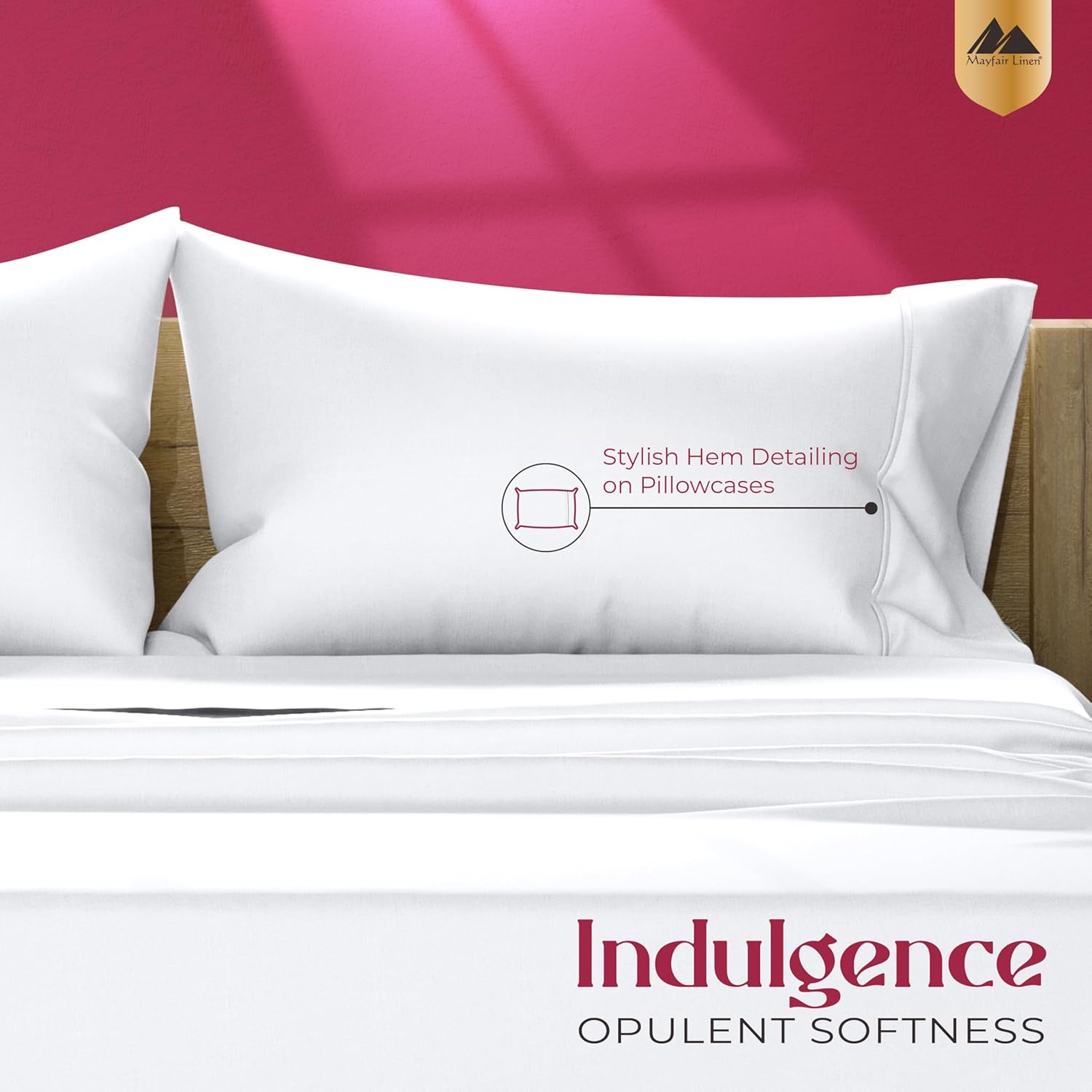 Mayfair Linen 100% Egyptian Cotton Pillow Cases Standard/Queen Size Set of 2 - Luxury 1200 Thread Count Sateen White Pillow Cases, Silky Soft Cotton Pillowcases Fits Standard & Queen Size Pillows - Image 6
