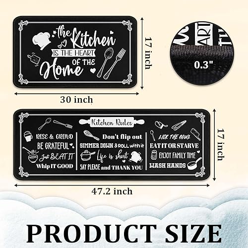 Miniatura 12 de Juego de 2 alfombras y tapetes de cocina de vino, antideslizantes, lavables, con parte trasera antideslizante, juego de 2 alfombras de cocina