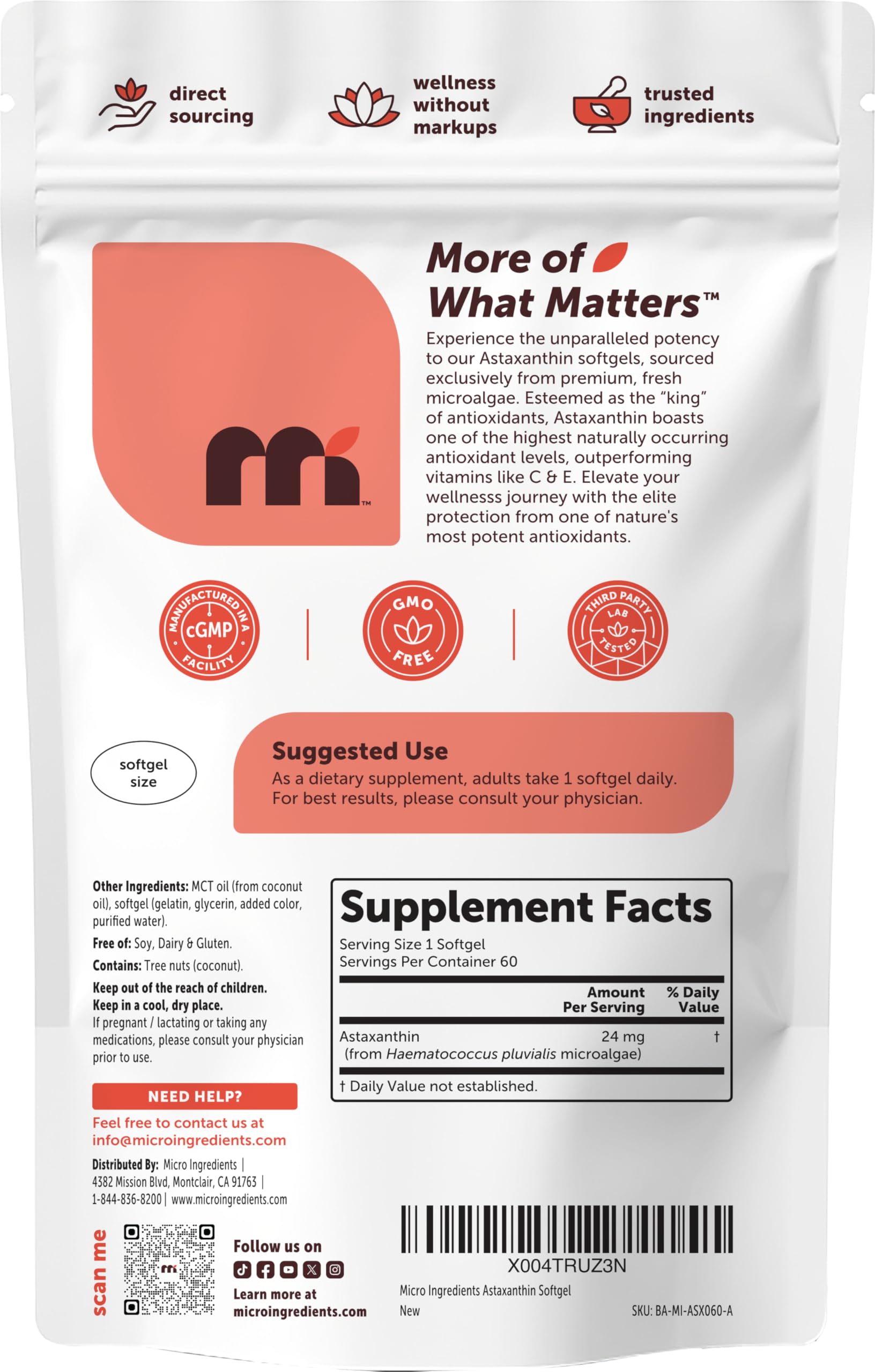 Micro Ingredients Astaxanthin 24mg Per Serving with MCT Oil, 60 Softgels — Amazon image 7