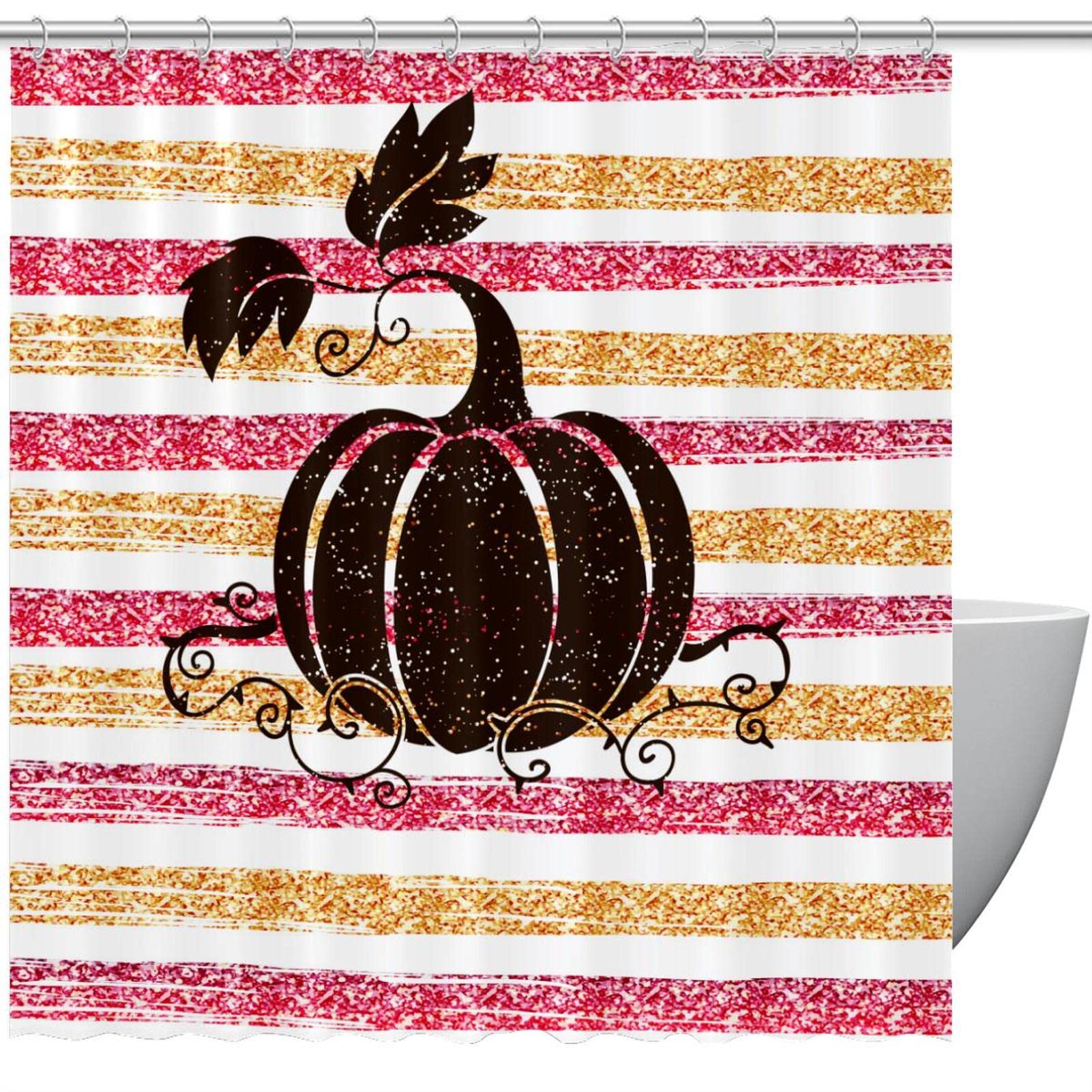 Rideau de douche Halloween citrouille imperméable coloré 183x183cm pour déco salle de bain