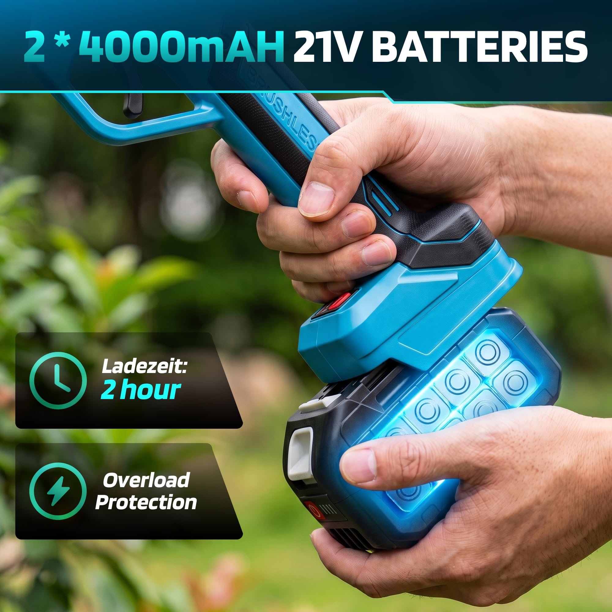 Sécateur Électrique Sans Fil 40mm avec Moteur Brushless 800W