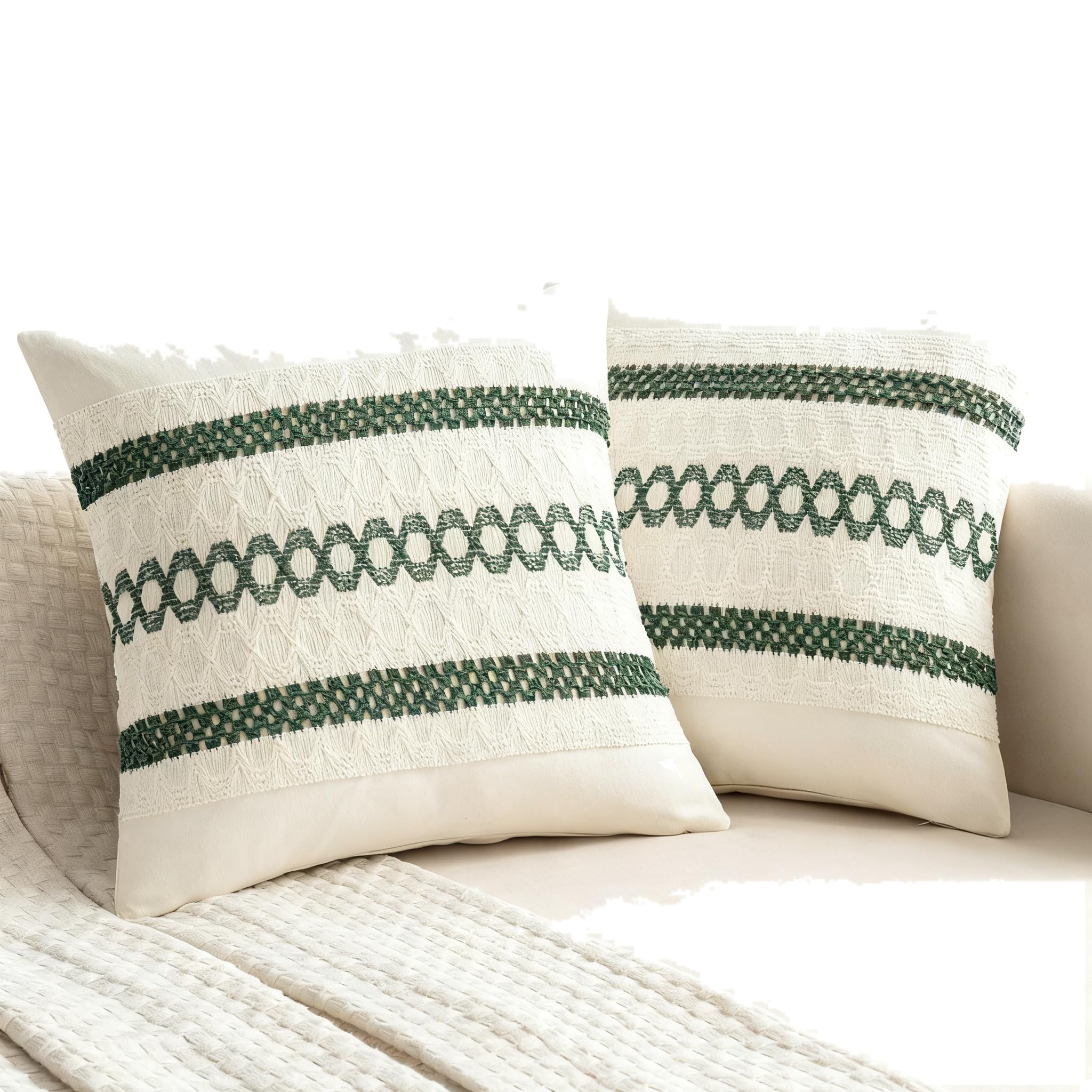 Eleganti fodere per cuscini verdi e bianche,verde 45 * 45 cm | verde salvia per il letto, splendida aggiunta a qualsiasi camera da letto