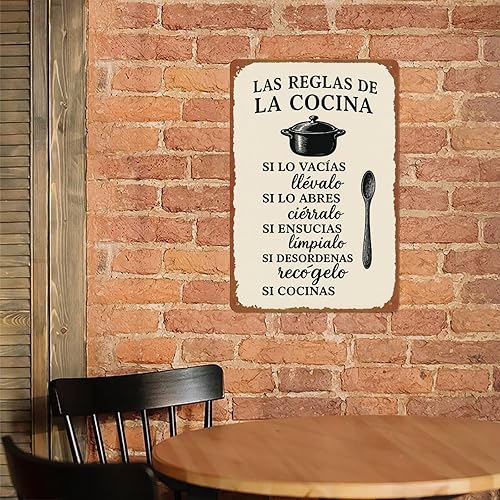 Miniatura 6 de Cartel de aluminio de las reglas de la cocina de las reglas de cocina 8x12 pulgadas para decoración de sala de estar, dormitorio, baño