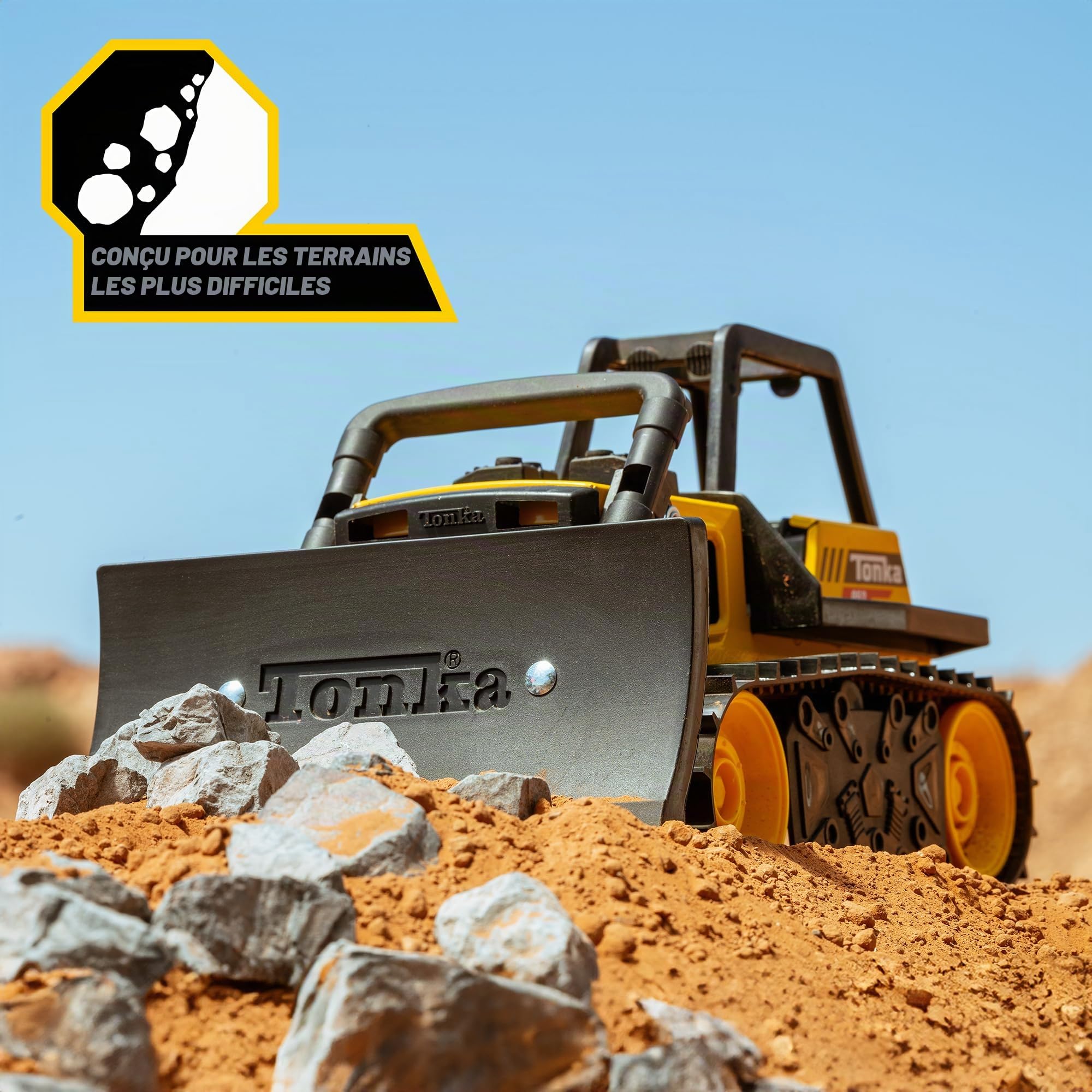 Steel Classics Bulldozer, Tonka, Jouet de bulldozer pour enfants, Jouets de constructions pour le jeu créatif, jaune-noir, pour garçons et filles, enfants à partir de 3 ans