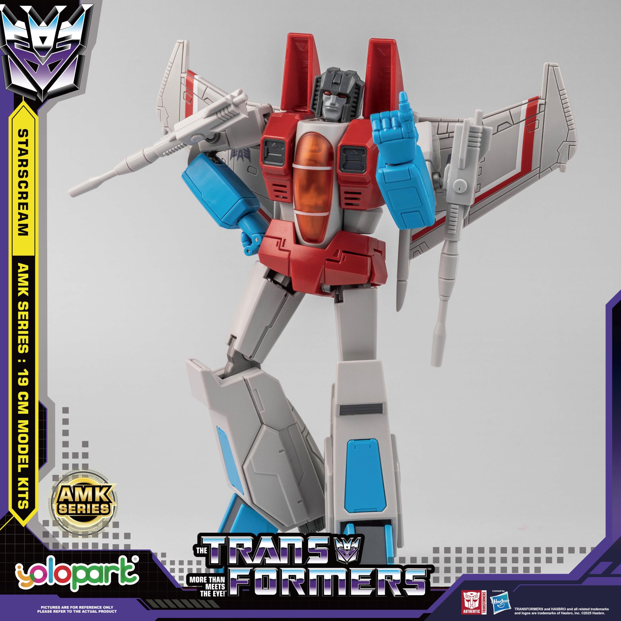 YOLOPARK Starscream Transformers Zabawki, seria AMK Transformers G1 Figurki akcji, 19 cm wysoce składane Zabawki z Decepticons dla dorosłych chłopców i dziewczynek, bez możliwości przekształcania