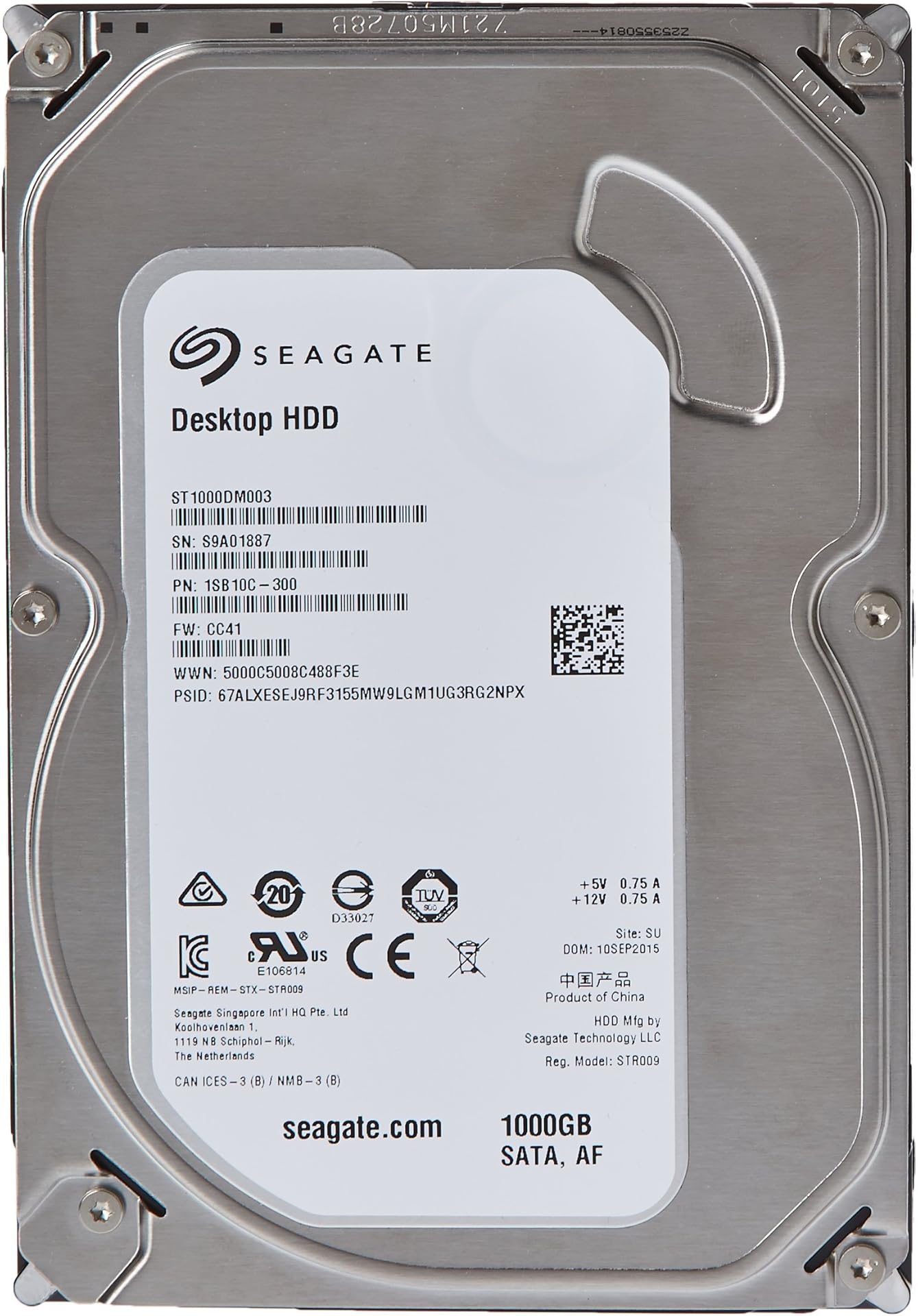Seagate Barracuda ST1000DM003, 1TB SATA 3.5" Internal Hard Disk Drive - (6Gb/s, 7200rpm, 64MB Cache)