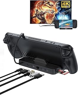 Steam Deck Docking Station, 7-in-1 Steam Deck Dock with SD/TF Dual Card Reader, 1000Mbps, Full Speed Fast Charging, 2 USB 3.0, HDMI 2.0 4K@60Hz, USB-C Port for Valve Steam Deck
