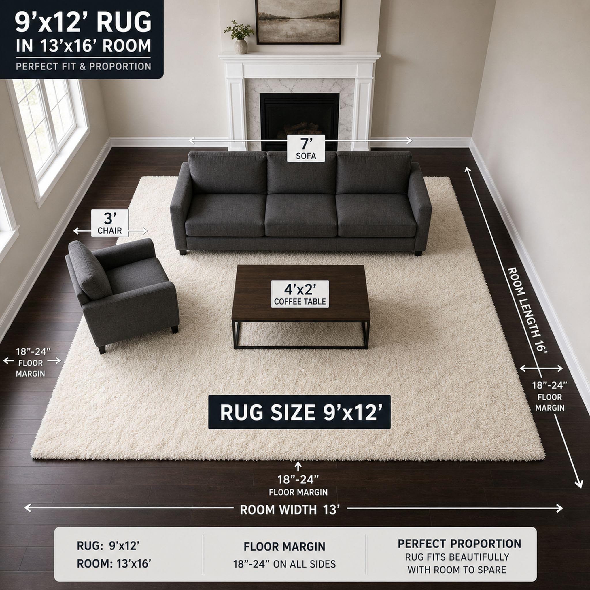 Best Shag Area Rug in 2026: 5 Plush Picks Vetted 3 Ophanie Area Rugs 9x12 Living Room, Large Ivory Bedroom Carpet, Big Shag Indoor — product photo