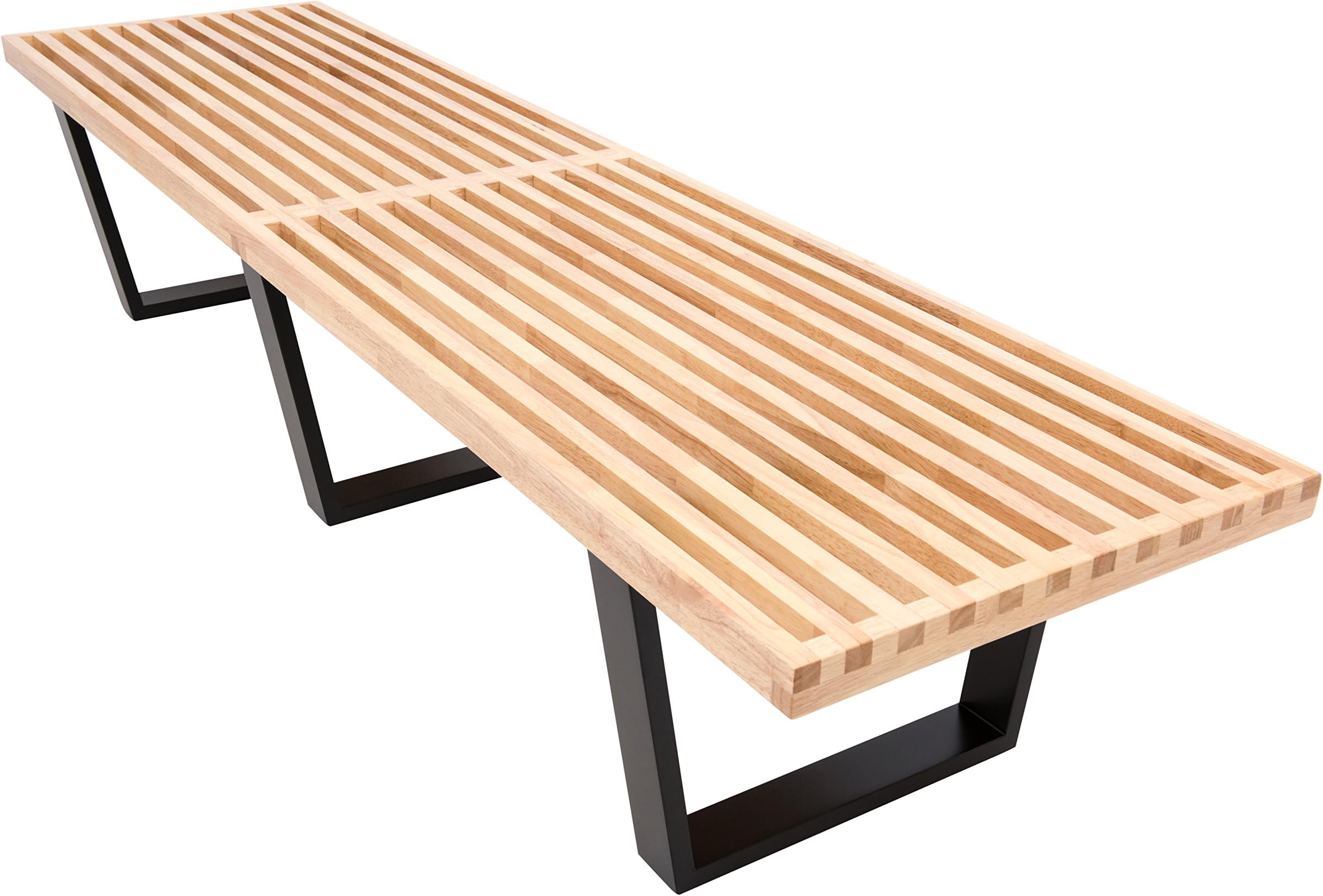 LeisureMod Mid-Century 6 Feet Inwood Platform Bench, Natural Wood