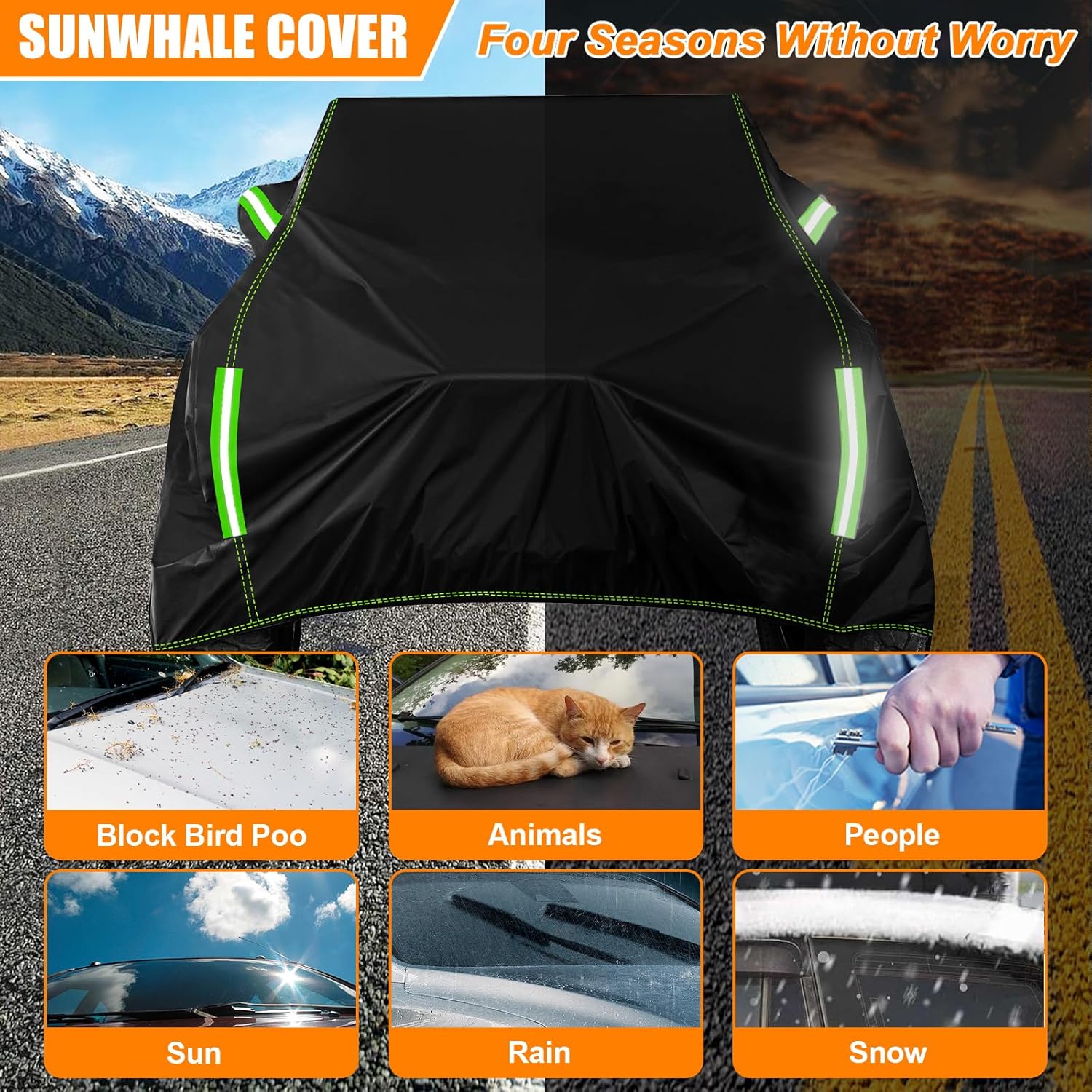 Car Cover Custom Fit for Jeep Wrangler 4 Door Dr/Unlimited Waterproof, All Weather Sun UV Protection Outdoor Full Car Cover Snow Rain Hail Fits 1987-2025 Jeep JK JL CJ YJ TJ