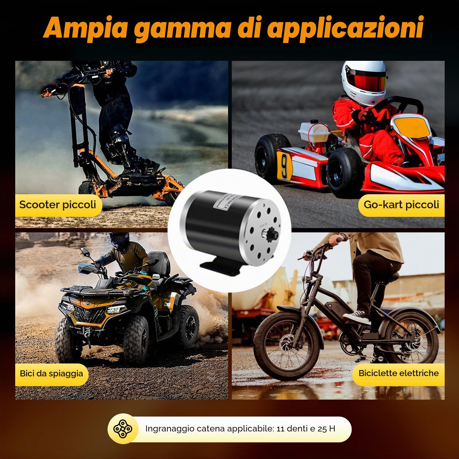 Motore elettrico per E-Scooter 36 V 800 W DC, motore a spazzole elettrico Kit Motore Spazzola Set di conversione Controller di velocità Manopola dell'acceleratore 2750 giri/min compatibile con