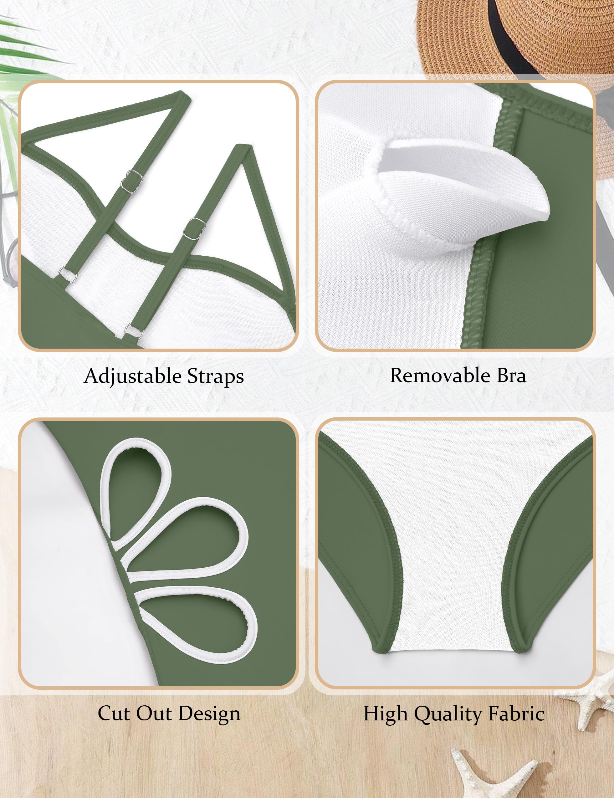 Traje de baño de una pieza con tirantes ajustables recortados y falda de color liso para niñas