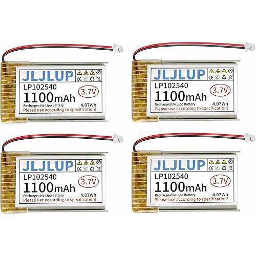 4pcs 3.7V 1100mAh Lithium Polymer Battery 1S LiPo Rechargeable Battery with Protection Board Insulated Rubber Tape and JST 1.25 Plug for ESP32 Development Board Mesh Node T114