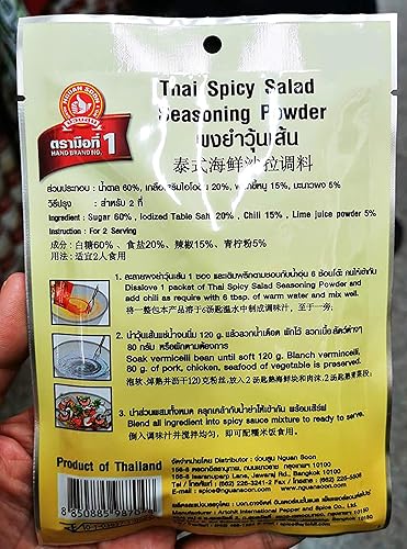 Miniatura 2 de Polvo de condimento para ensalada picante tailandés Yum woon sen 1.06 oz. x 2 paquetes // Enviado por Benjawan Shop