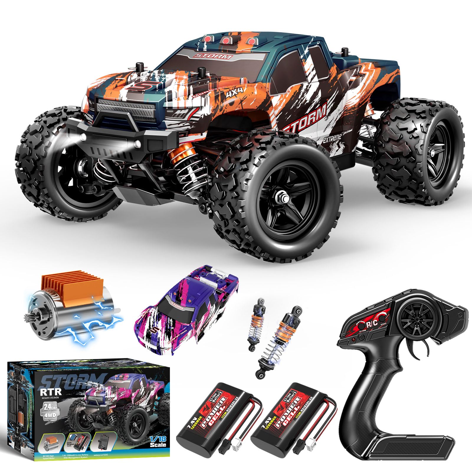 YESHIN 1 18 Scale All Terrain RC Car 40 KPH High Speed 4WD Electric Vehicle with 2 4