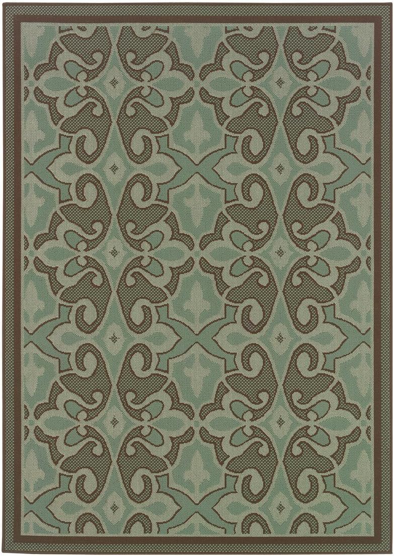 Oriental Weavers Montego Indoor/Outdoor Rug - 2335L - 1'9" x 3'9" - in Blue/Brown - Classic Casual Style, Water, Stain and Fade Resistant, Hose Clean, Patio, Outdoor Living Area Rug