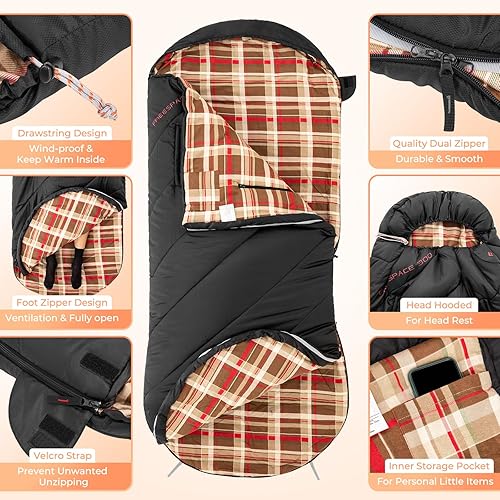 Miniatura 6 de KingCamp Sleeping-Bags Sleeping Bag for Adults, Extra Wide Flannel Sleeping Bag for Camping Backpacking