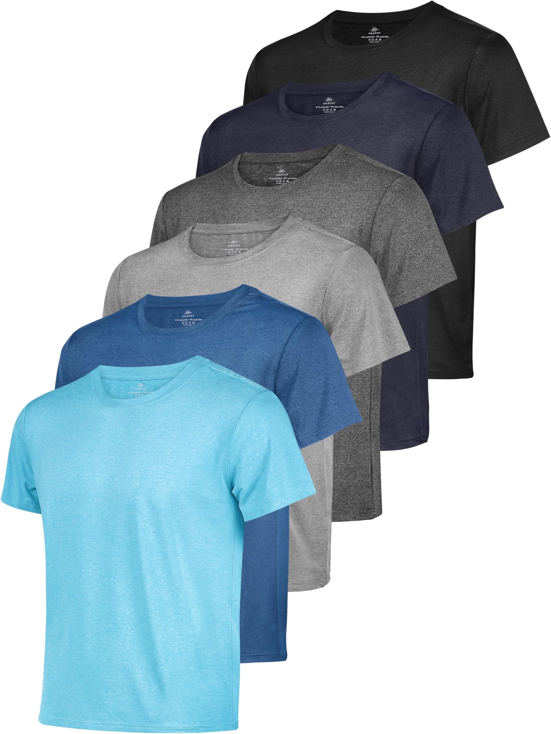 URATOTMen's Workout Shirts Short Sleeve Dry Fit Athletic T-Shirts Moisture Wicking Running Gym Active Lightweight Tee Top