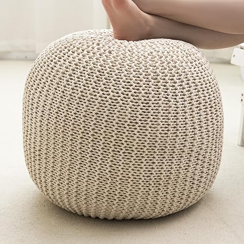 Puf otomano relleno redondo moderno relleno de espuma pufs para sala de estar, silla, decorativo, 20 x 14 pulgadas, taburete bohemio relajado para
