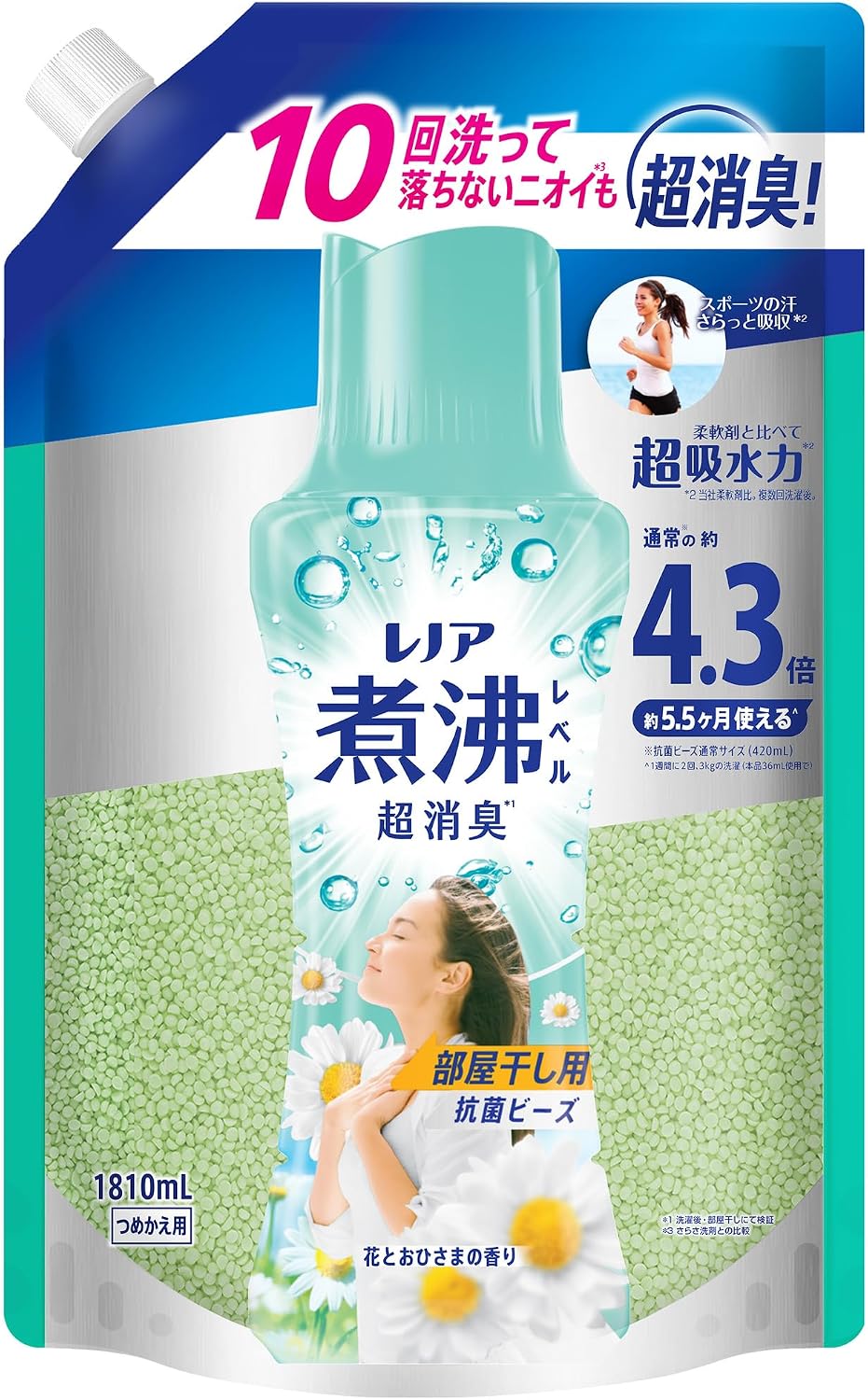 【実質2,157円】レノア 煮沸レベル消臭 抗菌ビーズ 部屋干し 花とおひさまの香り 詰め替え 1810mL