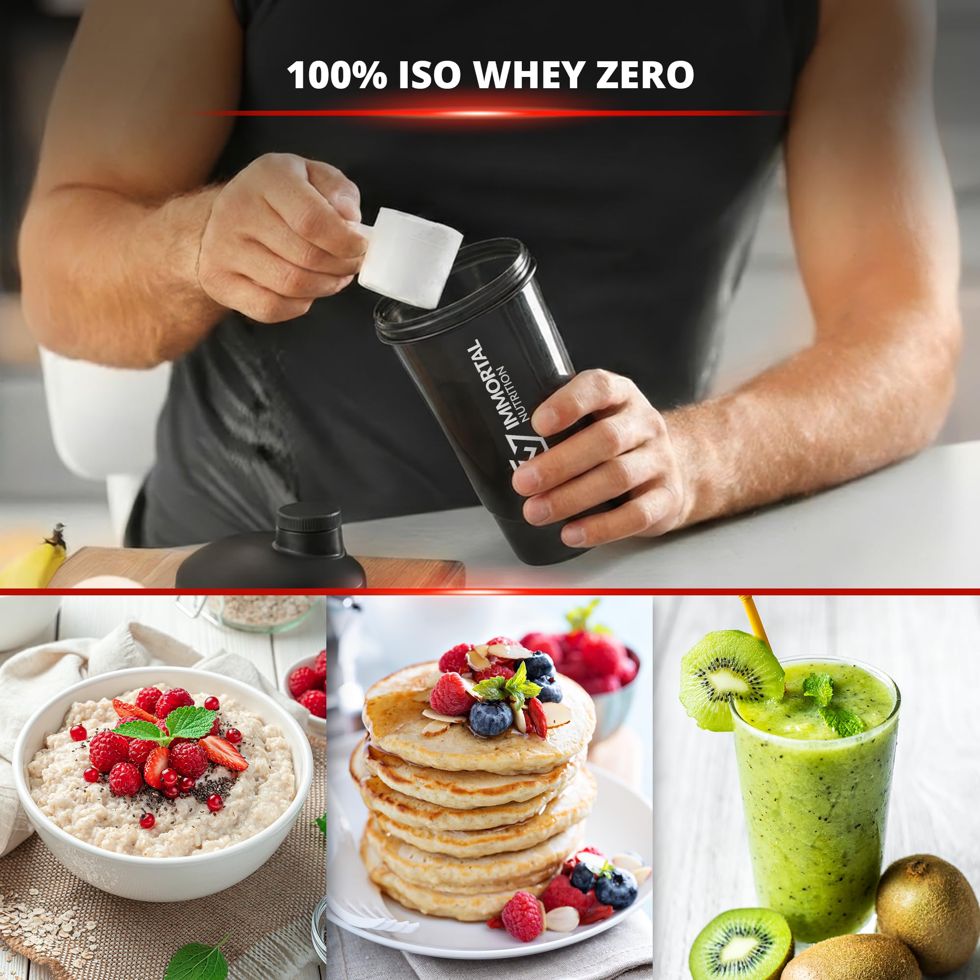 IMMORTAL NUTRITION 100% ISO Whey Zero Izolat Białka Serwatkowego - Izolat w proszku z 27,2 g białka na porcję - 85% zawartości białka - Niska zawartość cukru i tłuszczu (2 kg, Wanilia)