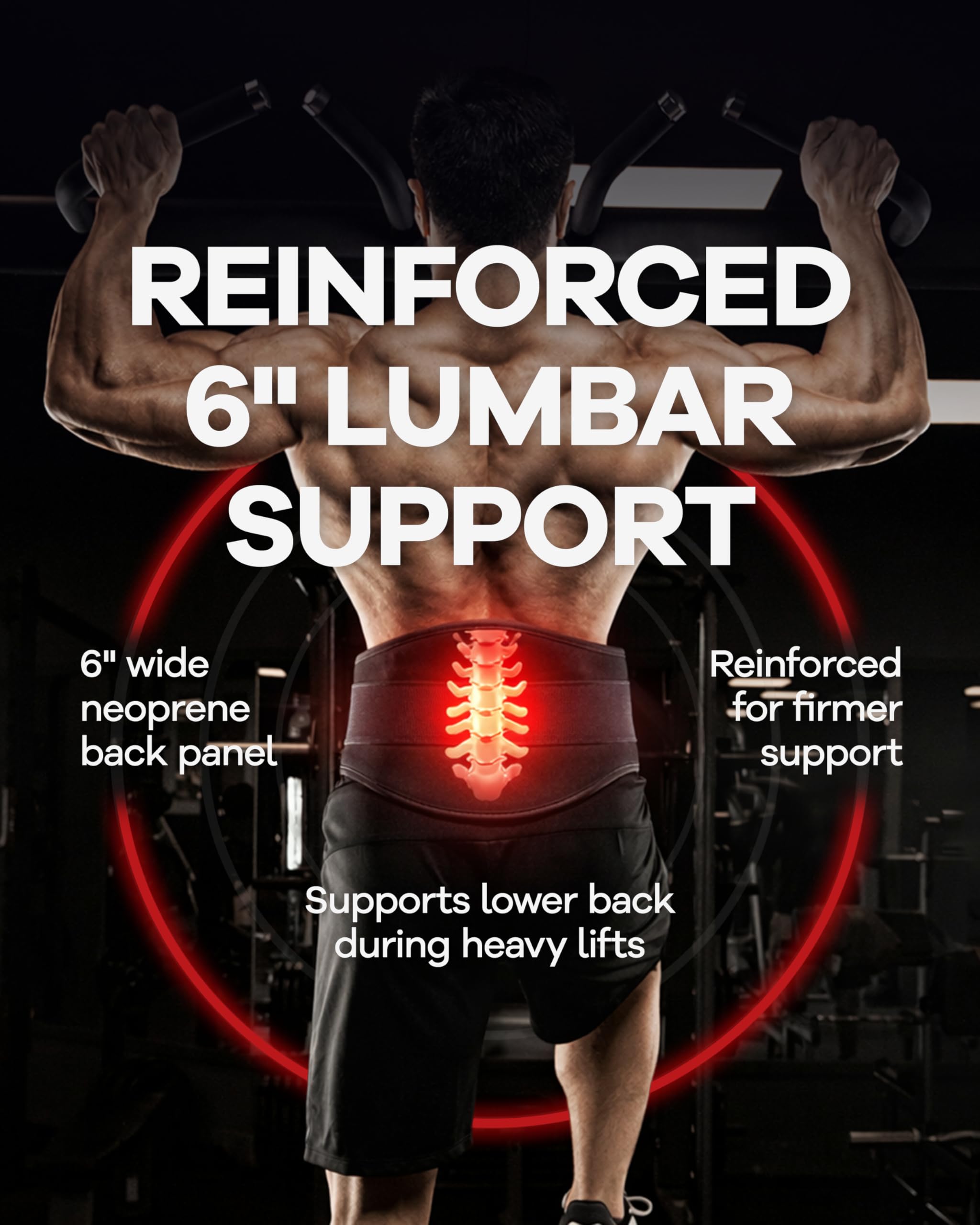 Cintura per sollevamento pesi – Cintura in neoprene della migliore qualità per Powerlifting per un sostegno lombare superiore – Perfetta come cintura per gli addominali in palestra – Accessorio per il Bodybuilding leggero per gli uomini + Cintura di soste