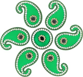 Paisley Green Acrylic Rangoli Floor Decorations Table Decoration Studded Stones Sequins Traditional Festive Home Door DÃ©co | ARTS-19
