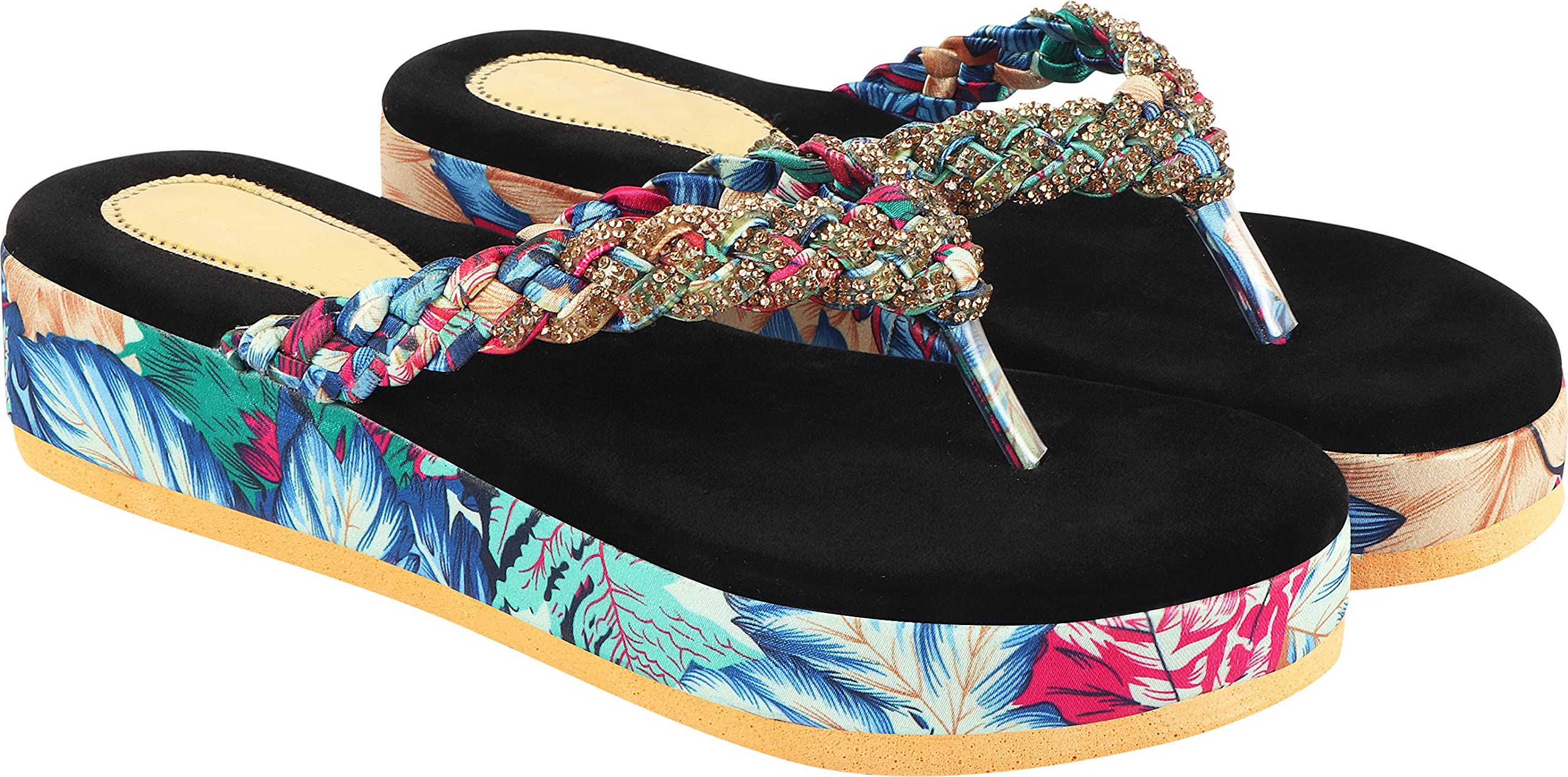 Shoetopia Womens/Girls Multicoloured Embellished Flatforms Heels-EU40 (B09GN9BYPQ) Amazon Price History, Amazon Price Tracker